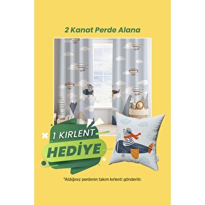 İskandinav Stili, Ayı, Beyaz, Turuncu, Ithal Kumaş, Çocuk Ve Bebek Odası Fon Perde - 1 Kanat