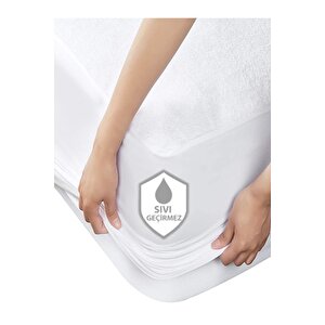 Micro Fitted Full Kenar Su Sıvı Geçirmez Alez Çarşaf Tek Çift Kişilik Beyaz Renkli Yatak Koruyucu 100x200 cm