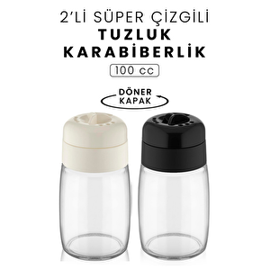 2 Adet 100 Ml Döner Kapaklı Cam Baharatlık Takımı Mit1090
