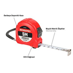 Workpro Wp261003 5mx19mm Beyaz Çelik Şerit Metre