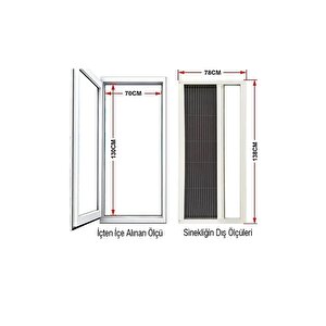 Akordeon Pileli Pilise Pencere Sineklik, Antrasit, 70*130 Cm., Istenilen Ölçüde