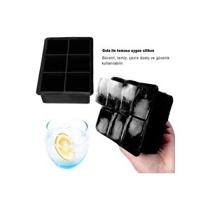 Mithra Life 6 Lı Büyük Boy Kare Silikon Buz Kalıbı Mit1073