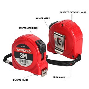 Workpro Wp261002 3mx16mm Beyaz Çelik Şerit Metre