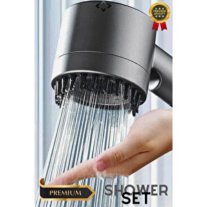 Nardo Gray Basınçlı 3 Kademeli Turbo Duş Başlığı Masajlı Duş Başlığı Start Stop