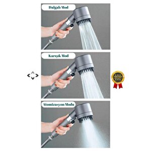 Nardo Gray Basınçlı 3 Kademeli Turbo Duş Başlığı Masajlı Duş Başlığı Start Stop