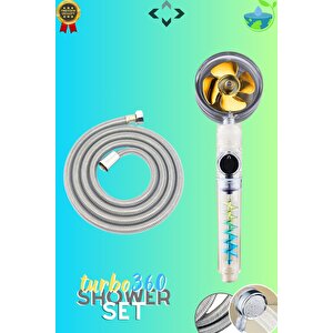 360 Shower Set Çelik Örgü Hortum Çift Turbolu Su Tasarruflu Duş Seti 360° Döner Tazyikli Duş Başlığı