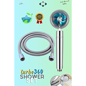 360 Shower Set Çelik Yay Örgü Hortum Çift Turbolu Su Tasarruflu Duş Seti 360° Döner Tazyikli Duş Başlığı
