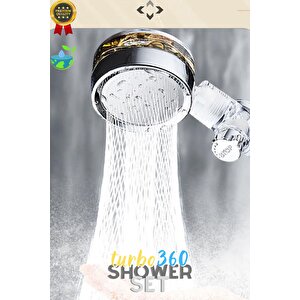 360 Shower Set Çelik Örgü Hortum Çift Turbolu Su Tasarruflu Duş Seti 360° Döner Tazyikli Duş Başlığı