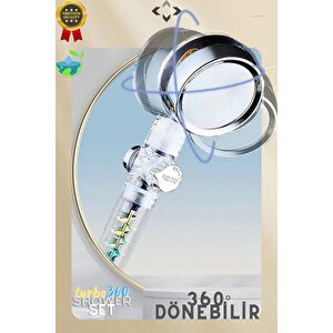 360 Shower Set Çelik Örgü Hortum Çift Turbolu Su Tasarruflu Duş Seti 360° Döner Tazyikli Duş Başlığı