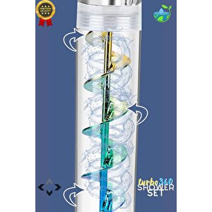 360 Shower Set Çelik Örgü Hortum Çift Turbolu Su Tasarruflu Duş Seti 360° Döner Tazyikli Duş Başlığı