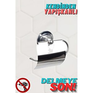 Paslanmaz Krom Kendinden Yapışkanlı Tuvalet Kağıtlığı