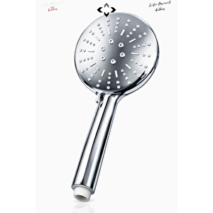 3 Fonksiyonlu Oval Krom Duş Başlığı ve Paslanmaz Duş Hortumu | Yüksek Basınçlı El Duşu Duş Seti