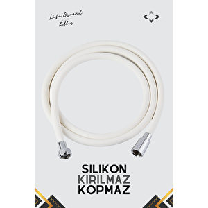 Beyaz Silikon Duş Hortumu Dayanıklı Duş Hortumu Kırılmaz Kopmaz 150 Cm