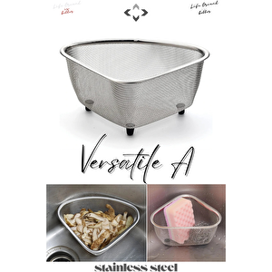 Versatile A Üçgen Lavabo İçi Süzgeç Paslanmaz Çelik Ayaklı Çok Amaçlı Tezgah Üstü Mini Süzgeç Çöp