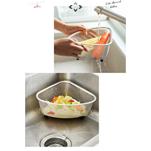 Versatile A Üçgen Lavabo İçi Süzgeç Paslanmaz Çelik Ayaklı Çok Amaçlı Tezgah Üstü Mini Süzgeç Çöp