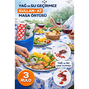 3 Rulo Tek Kullanımlık Kağıt Piknik Örtüsü   Kullan At Masa Örtüsü Bez Up001