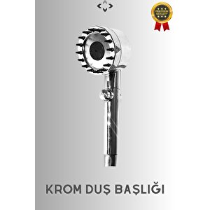 Chrom Shower Set Basınçlı Kademeli Duş Başlığı Şeffaf Pvc Krom Desenli Duş Hortumu Masajlı Duş Set