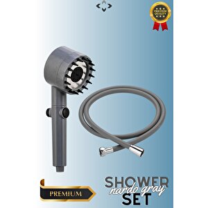 Nardo Gray Shower Set Basınçlı 3 Kademeli Duş Başlığı Ve 150 Cm Silikon Duş Hortumu Masajlı Duş Seti