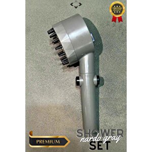 Nardo Gray Shower Set Basınçlı 3 Kademeli Duş Başlığı Ve 150 Cm Silikon Duş Hortumu Masajlı Duş Seti