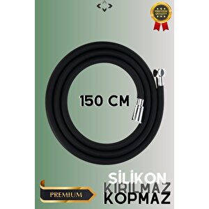 Black Shower Set Basınçlı 3 Kademeli Turbo Duş Başlığı 150 Cm Silikon Duş Hortumu Masajlı Duş Seti