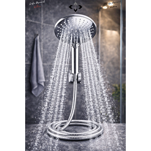 3 Fonksiyonlu Oval Krom Duş Başlığı ve Paslanmaz Duş Hortumu | Yüksek Basınçlı El Duşu Duş Seti