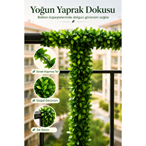 14 Metre Yapay Sarmaşık Çiçek Balkon Çiti Küpeşte Korkuluk Süsü Dekoratif Yapraklı Tel Boru Gizleme