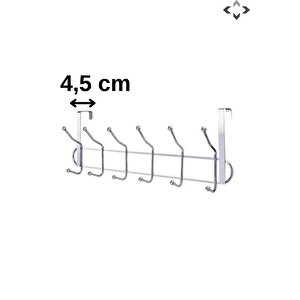 12 Kancalı Krom Kapı Arkası Askısı Çelik Amerikan Oda Kapısı Askılığı 4,5 Cm