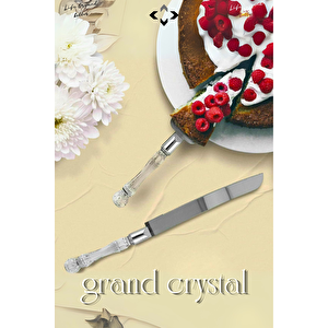 Grand Crystal Pasta Servis Seti İkili Pizza Servis Seti Kristal Saplı Spatula ve Bıçak Mutfak Takımı
