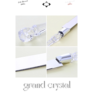Grand Crystal Pasta Servis Seti İkili Pizza Servis Seti Kristal Saplı Spatula ve Bıçak Mutfak Takımı