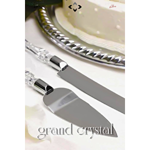 Grand Crystal Pasta Servis Seti İkili Pizza Servis Seti Kristal Saplı Spatula ve Bıçak Mutfak Takımı
