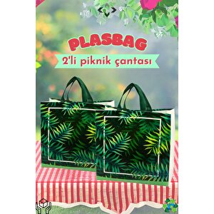 Plasbag Forest 2 Adet Piknik Çantası Çok Amaçlı Plastik Çanta 40x40 Çanta Piknik Seti Piknik Sepeti