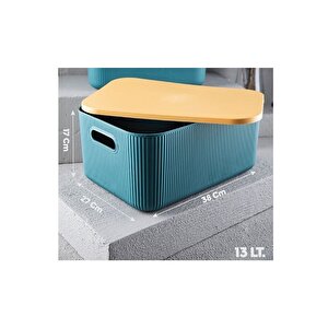 Scandinavian  Shell 3'lü 13lt Yeşil Dekoratif Çok Amaçlı Saklama Kutusu Düzenleyici Set Storage Box
