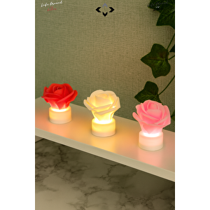 3’lü MİNİ LED Gül Desenli Dekoratif Gece Lambası Seti – Romantik Masa Aydınlatması & Hediyelik