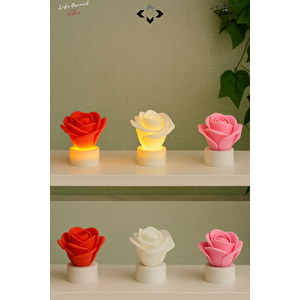 3’lü MİNİ LED Gül Desenli Dekoratif Gece Lambası Seti – Romantik Masa Aydınlatması & Hediyelik