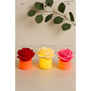 3’lü MİNİ LED Gül Desenli Dekoratif Gece Lambası Seti – Romantik Masa Aydınlatması & Hediyelik