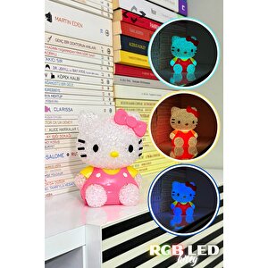 Rgb Led Işıklı Gece Lambası Masa Lambası Renkli Işıklı Lamba Mini Dekoratif Lamba Biblo Minny Kitty