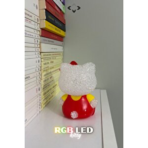 Rgb Led Işıklı Gece Lambası Masa Lambası Renkli Işıklı Lamba Mini Dekoratif Lamba Biblo Minny Kitty