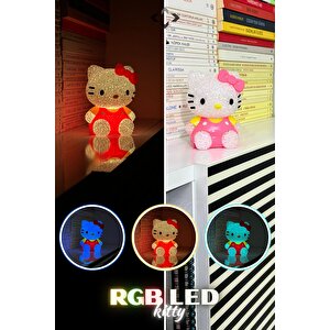 Rgb Led Işıklı Gece Lambası Masa Lambası Renkli Işıklı Lamba Mini Dekoratif Lamba Biblo Minny Kitty