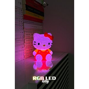 Rgb Led Işıklı Gece Lambası Masa Lambası Renkli Işıklı Lamba Mini Dekoratif Lamba Biblo Minny Kitty