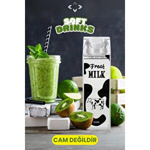 Soft Drink 500ml Süt Kutusu Tasarımlı Matara İçecek Taşıma Kutusu Suluk Kristal Mika Cam Değildir