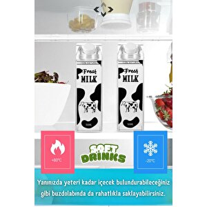 Soft Drink 500ml Süt Kutusu Tasarımlı Matara İçecek Taşıma Kutusu Suluk Kristal Mika Cam Değildir
