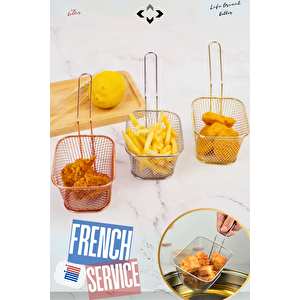 🍟 3x Patates Kızartma Servis Seti Mini Nugget Tavuk Servis Sepeti Paslanmaz Çelik Servis Sunum Seti