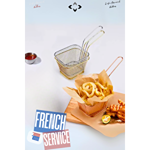🍟 3x Patates Kızartma Servis Seti Mini Nugget Tavuk Servis Sepeti Paslanmaz Çelik Servis Sunum Seti