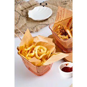 🍟 3x Patates Kızartma Servis Seti Mini Nugget Tavuk Servis Sepeti Paslanmaz Çelik Servis Sunum Seti