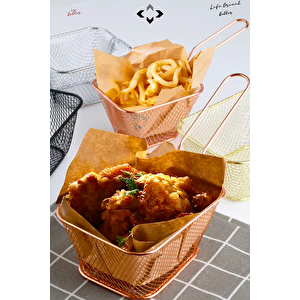 🍟 3x Patates Kızartma Servis Seti Mini Nugget Tavuk Servis Sepeti Paslanmaz Çelik Servis Sunum Seti