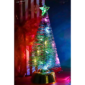 LED Işıklı Mini Çam Ağacı 25 cm Dekoratif Masaüstü Lamba Ağaç Ev Dekorasyon Ev Ofis Süs Gece Lambası