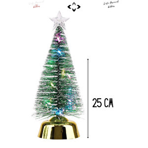 LED Işıklı Mini Çam Ağacı 25 cm Dekoratif Masaüstü Lamba Ağaç Ev Dekorasyon Ev Ofis Süs Gece Lambası
