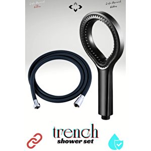 trench SHOWER SET Yağmur Damlası Duş Başlığı ve Silikon Duş Hortumu Tasarrruflu Duş Seti