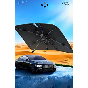 OTO Ön Cam Güneşlik Oto Şemsiye Oto Güneşlik Isı Geçirmez İç Aksam Koruyucu Kılıflı Şemsiye Standart Tüm Araçlarla Uyumlu 75X132