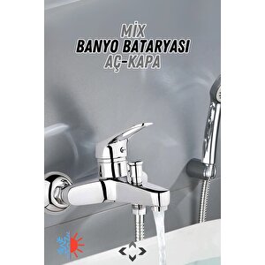 Krom Mix Banyo Bataryası Aç Kapa Banyo Musluk Batarya Sıcak Soğuk Ayarlanabilir